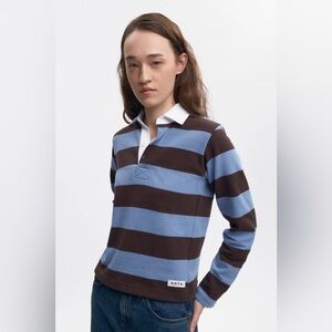 KOTN Shrunken Rugby Shirt in Columbia/Brown